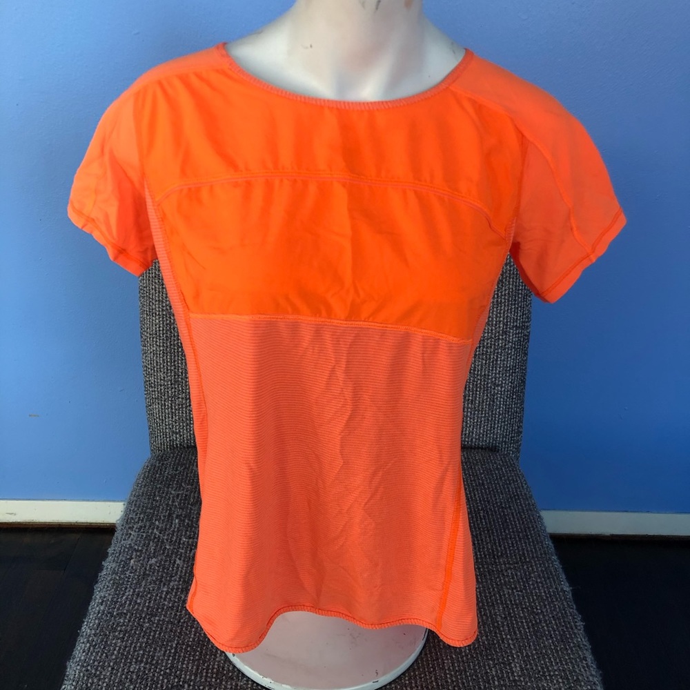 Lululemon Loose Fit Neon Orange Workout Tee